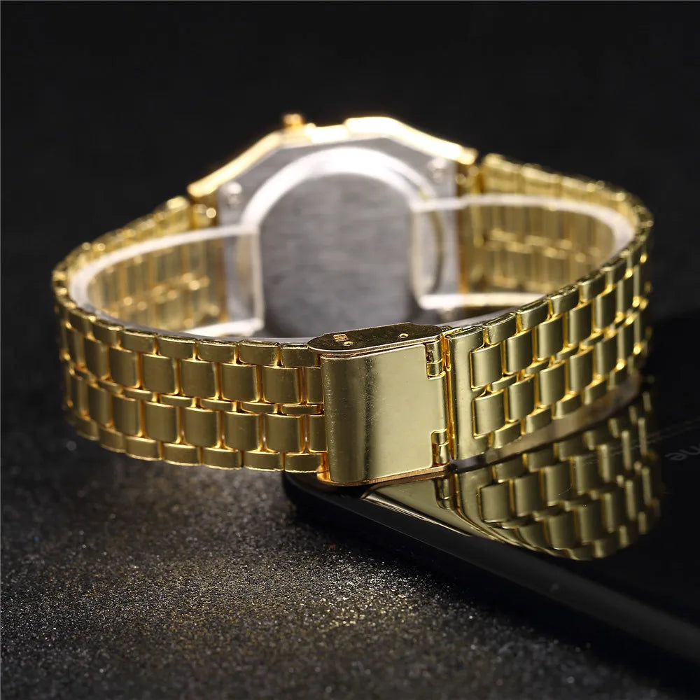 Retro LED Digital Watch for Men | Stainless Steel Business Watch