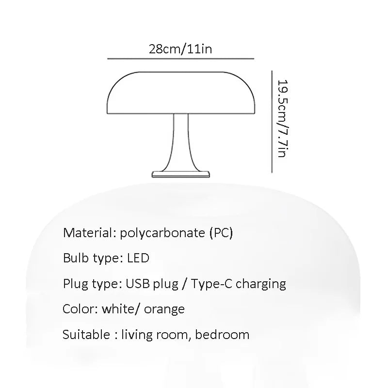 Mushroom LED Table Lamp | Retro Nordic Design – Bedside Décor Light