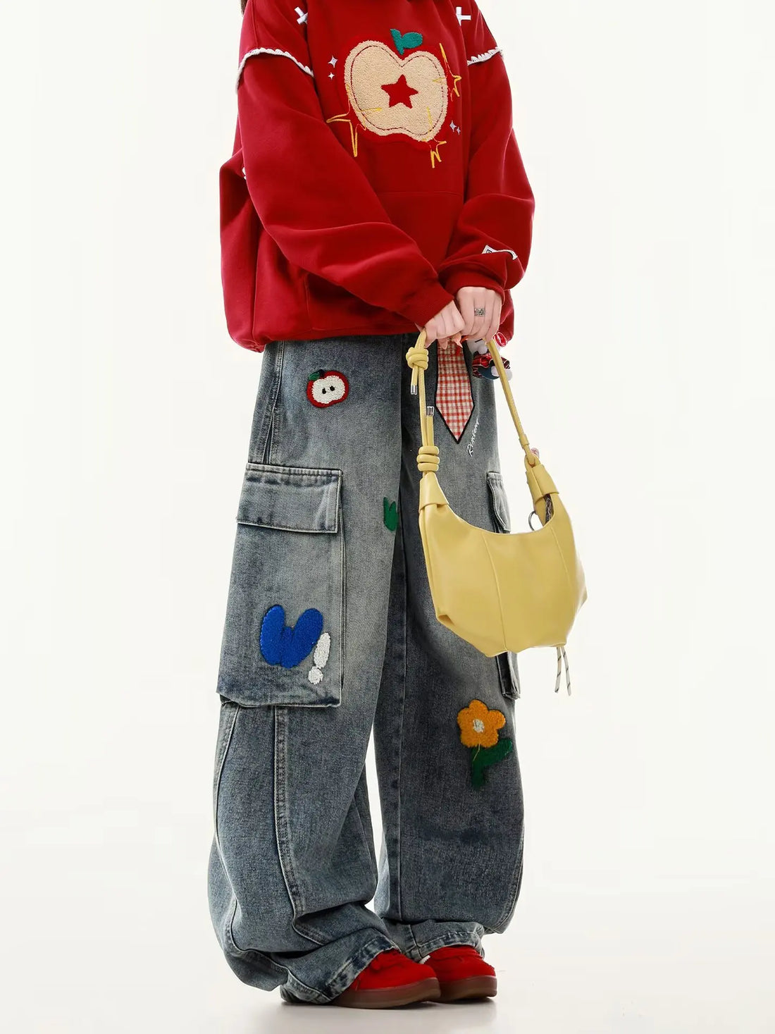 Embroidered Harajuku Wide Leg Jeans | Y2K Retro American Streetwear Women