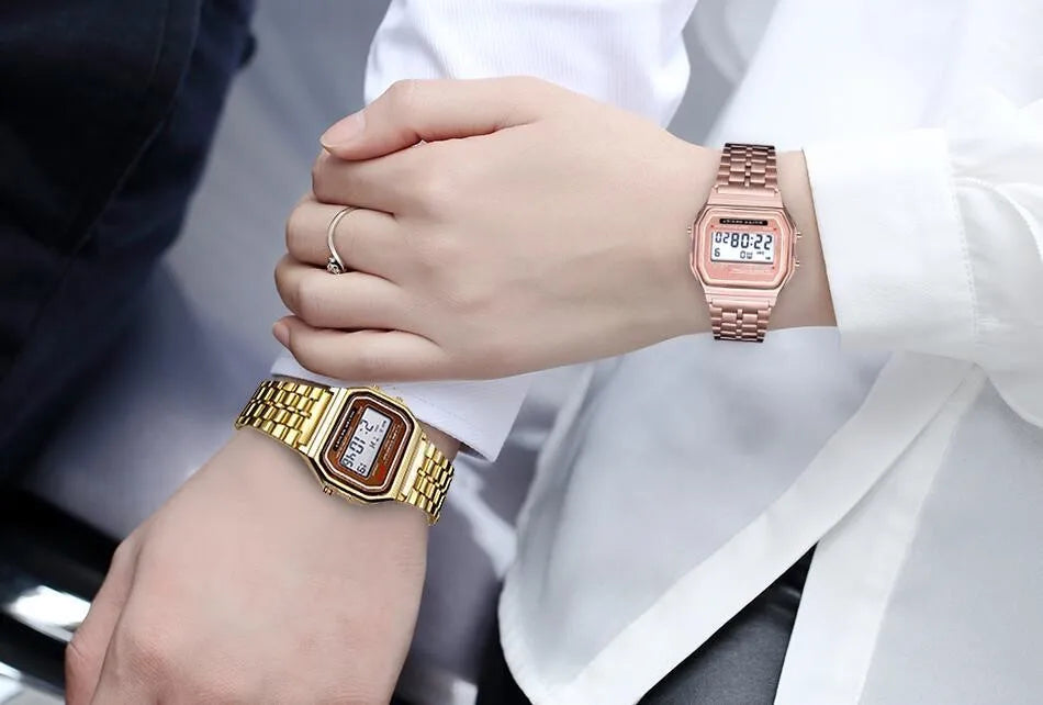 Retro LED Digital Watch for Men | Stainless Steel Business Watch