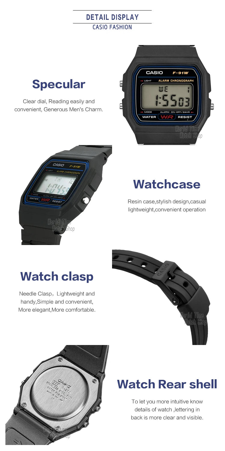 Casio F-91W Digital Watch | Classic Waterproof Sports Watch