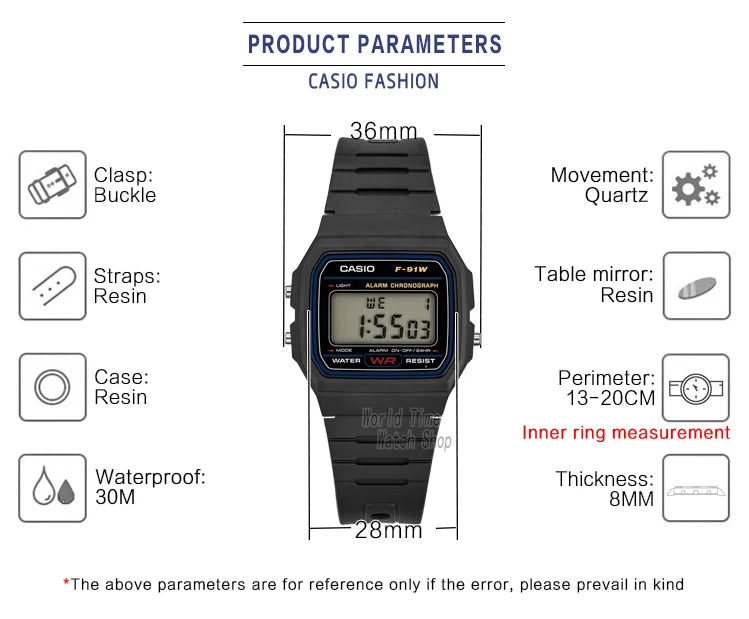 Casio F-91W Digital Watch | Classic Waterproof Sports Watch