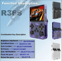 R36S Retro Game Console Arkos System 3.5" IPS Screen Portable Pocket Player 64GB 15000+128G 20000+ Games best Boy gifts