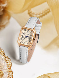 Vintage Square Leather Watch for Women – Retro Digital Quartz Wristwatch