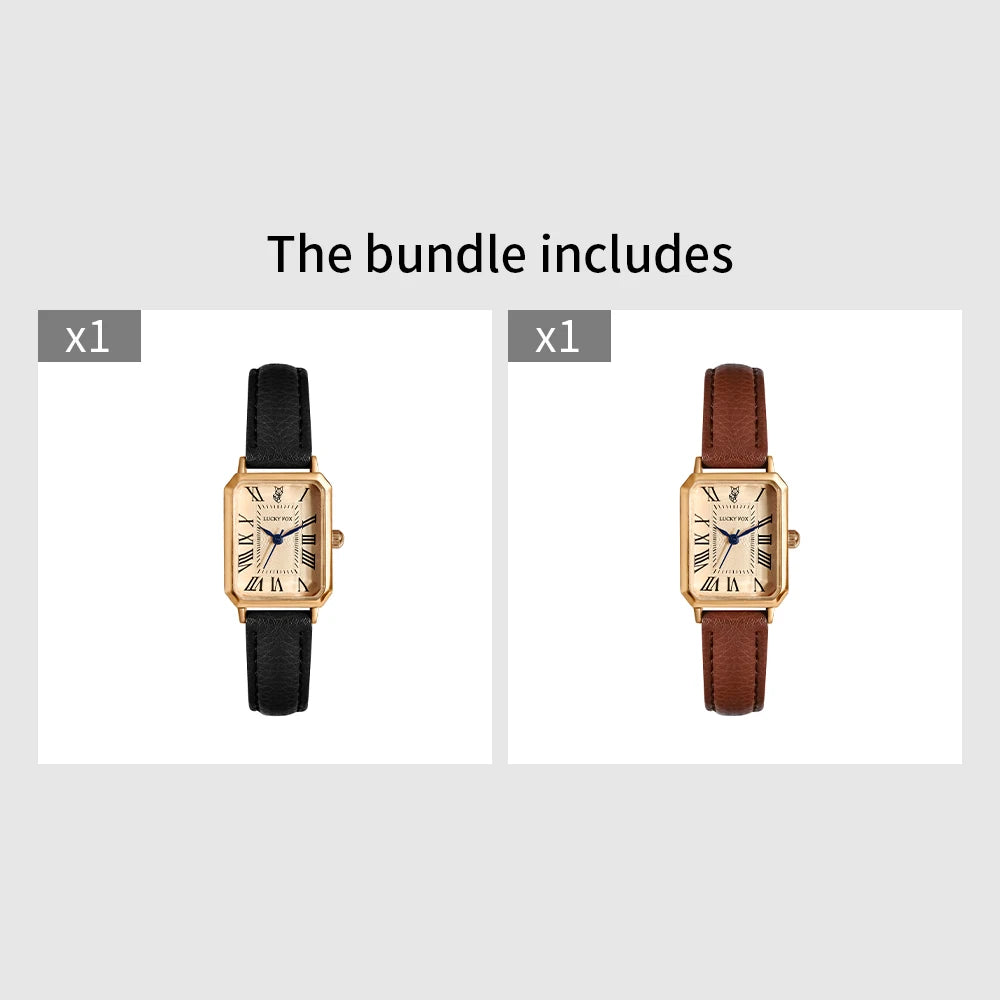 Vintage Square Leather Watch for Women – Retro Digital Quartz Wristwatch