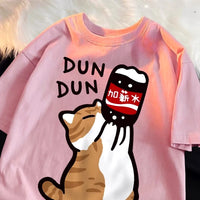Salary Increase Fun Cat T Shirts Women Fashion T-Shirt Summer Oversized T Shirt High Quality Breathable Tops