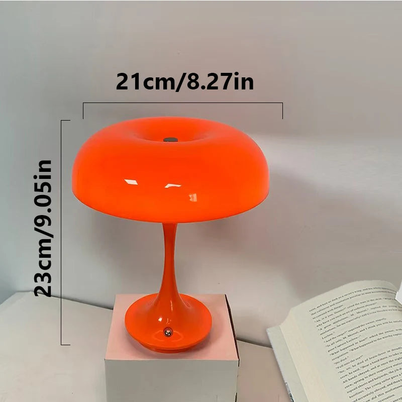 Retro Mushroom Touch Lamp | 3-Color LED Night Light – Rechargeable Cordless