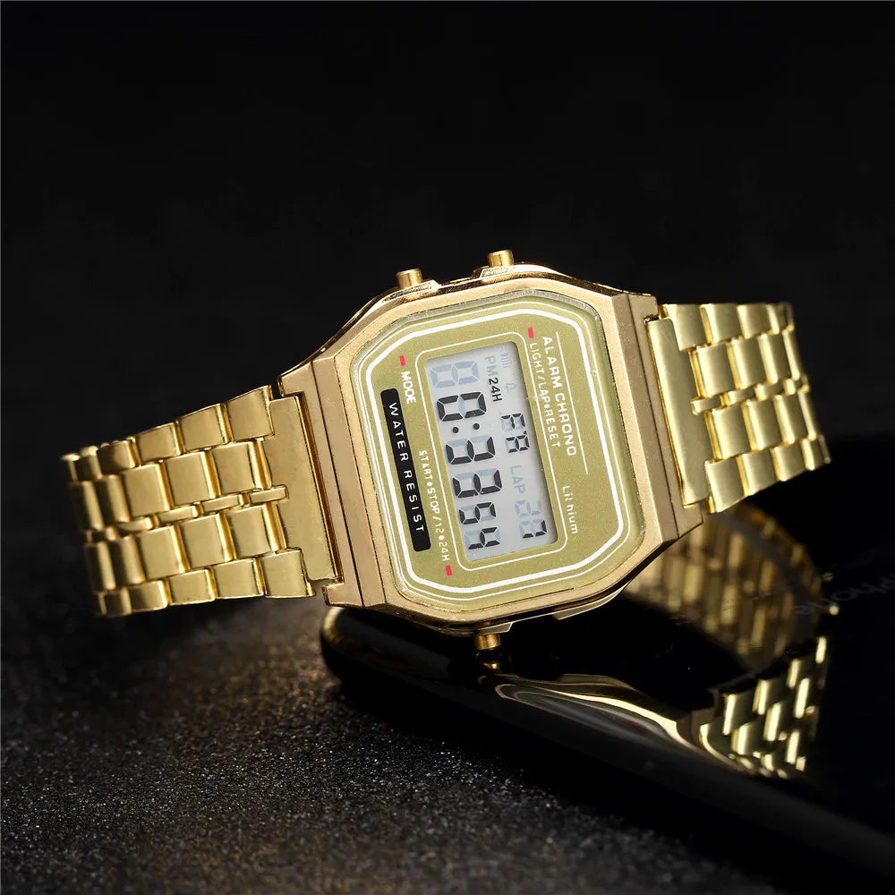 Retro LED Digital Watch for Men | Stainless Steel Business Watch