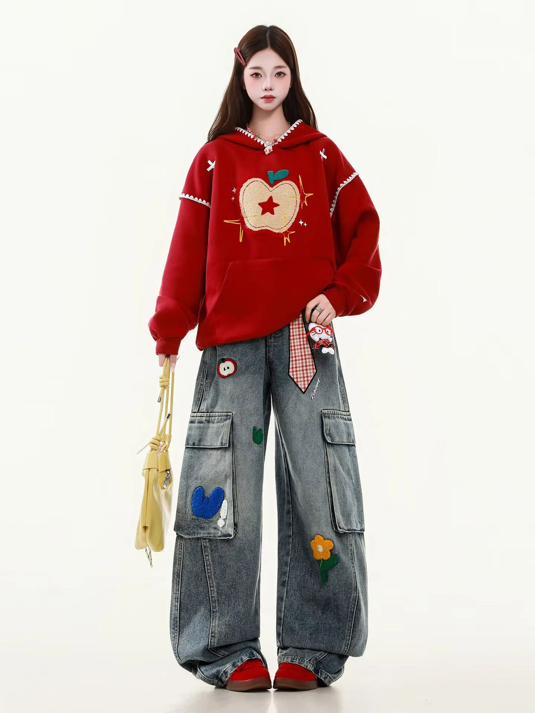 Embroidered Harajuku Wide Leg Jeans | Y2K Retro American Streetwear Women