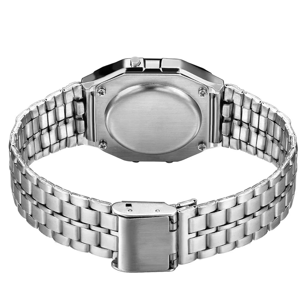 Retro LED Digital Watch for Men | Stainless Steel Business Watch
