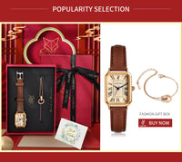 Vintage Square Leather Watch for Women – Retro Digital Quartz Wristwatch