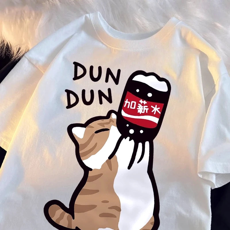 Funny Cat Graphic T-Shirt | Oversized Kawaii Vintage Tee Women