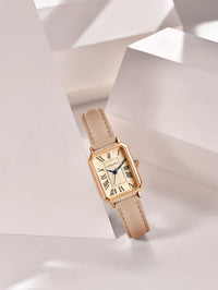Vintage Square Leather Watch for Women – Retro Digital Quartz Wristwatch