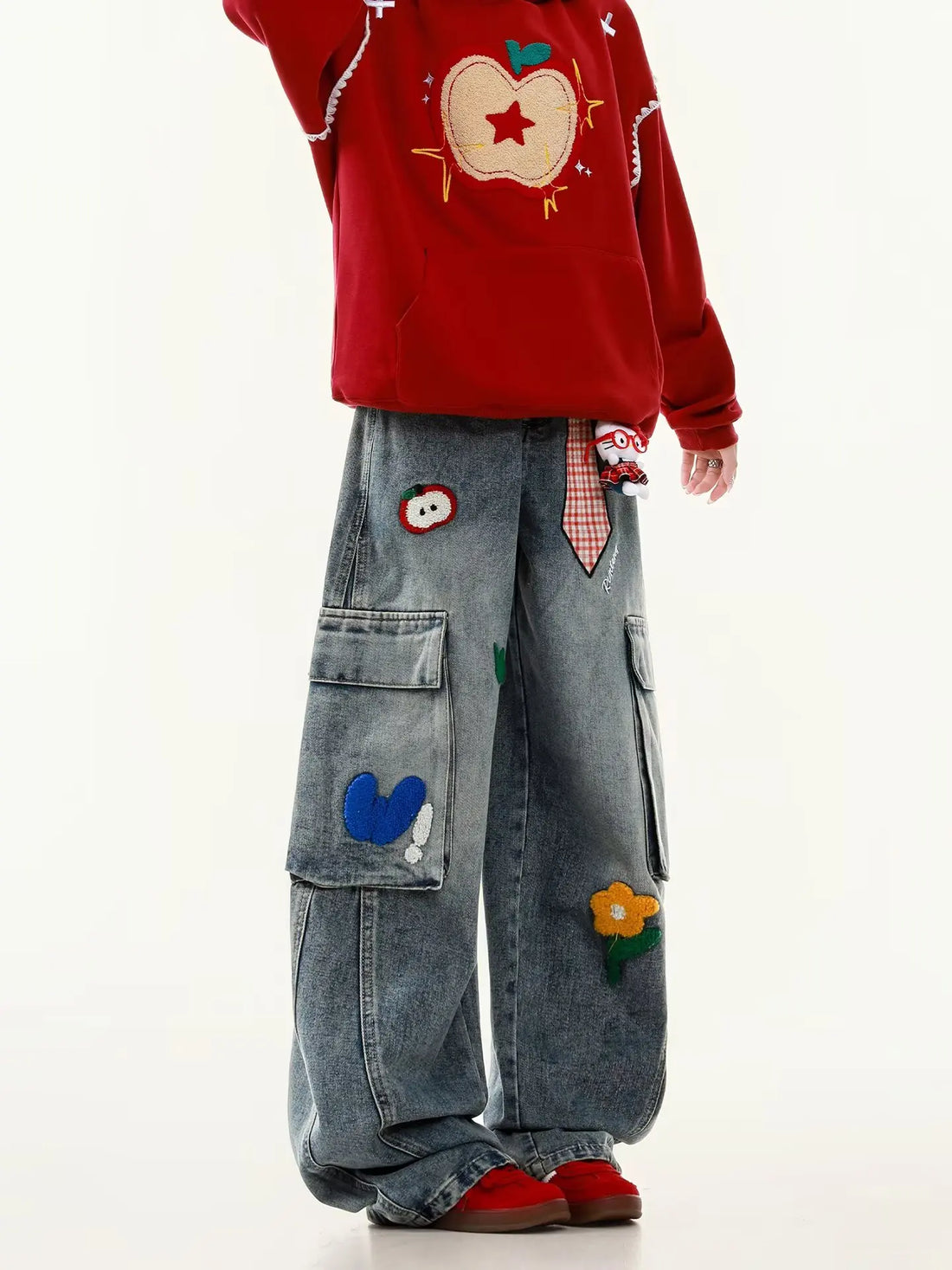 Embroidered Harajuku Wide Leg Jeans | Y2K Retro American Streetwear Women