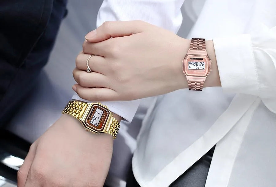 Retro LED Digital Watch for Men | Stainless Steel Business Watch
