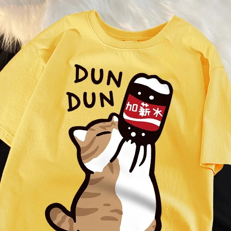 Funny Cat Graphic T-Shirt | Oversized Kawaii Vintage Tee Women