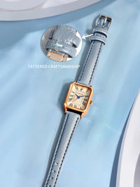 Vintage Square Leather Watch for Women – Retro Digital Quartz Wristwatch