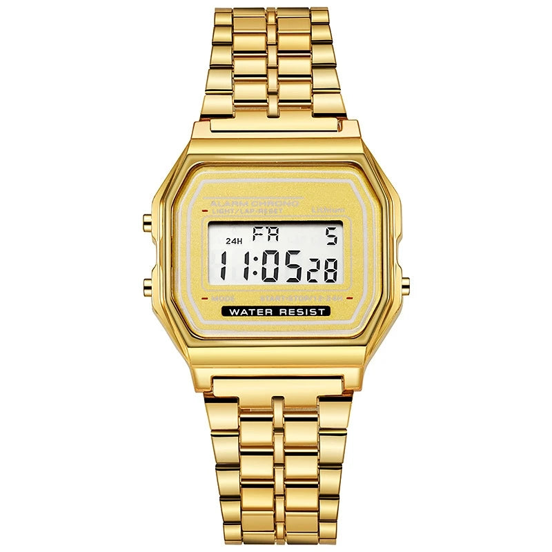 Retro LED Digital Watch for Men | Stainless Steel Business Watch