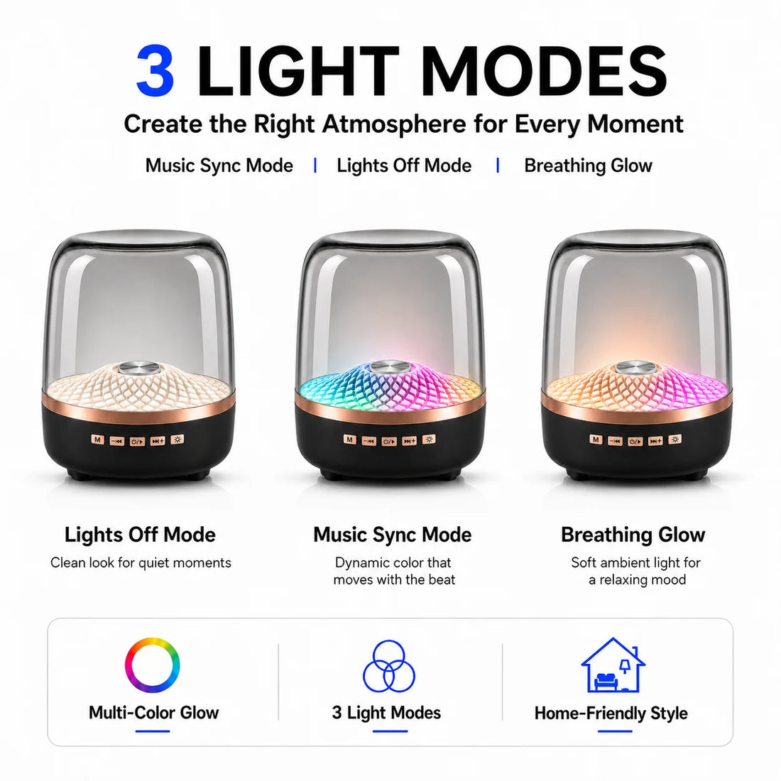 Portable Bluetooth Soundbar | Hi-Fi Bass Speaker with LED Breathing Lamp