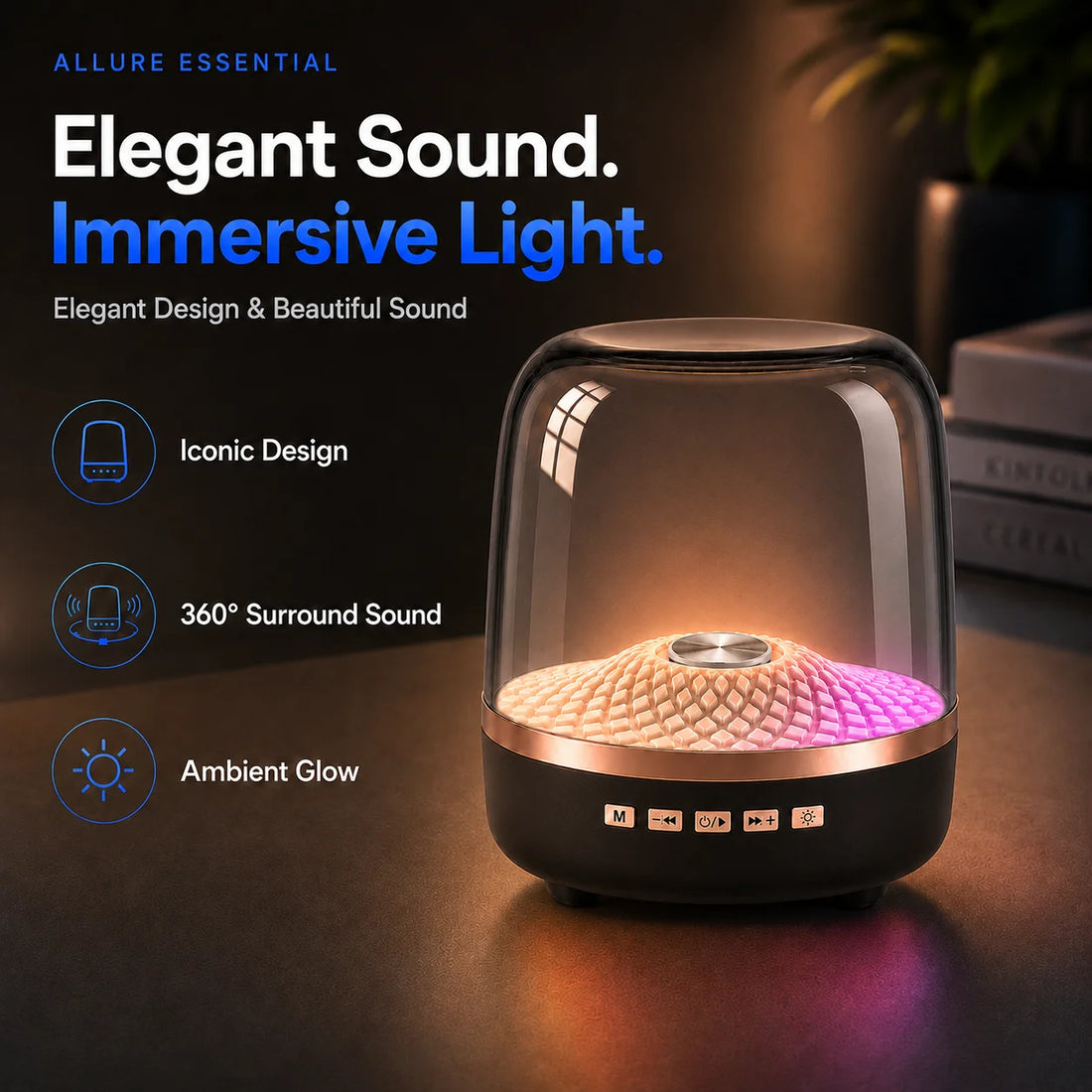 Portable Bluetooth Soundbar | Hi-Fi Bass Speaker with LED Breathing Lamp